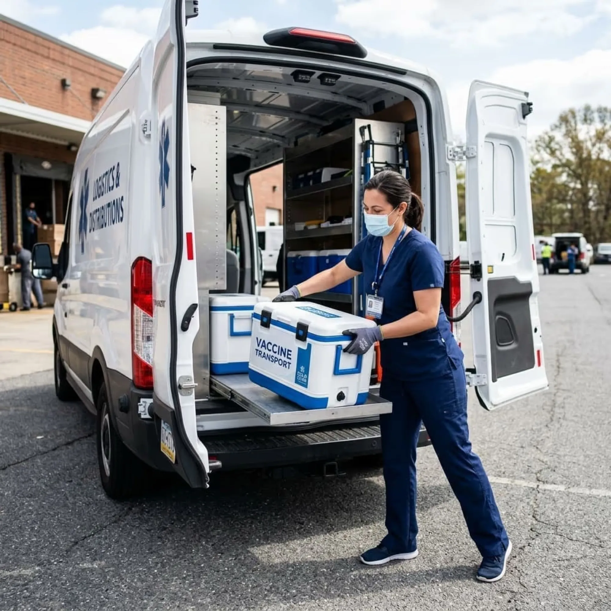 Cold-chain cooler loaded into a delivery van