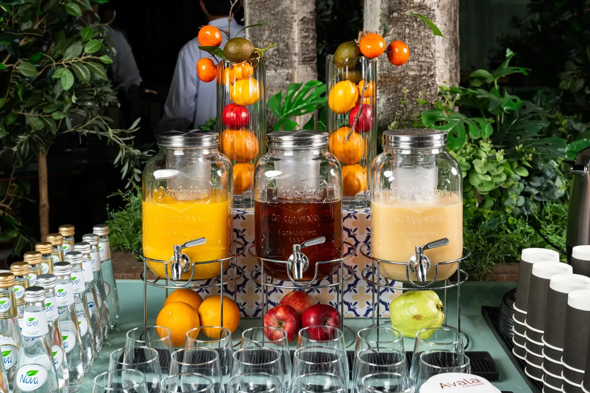 Juice and fruit station set for an event