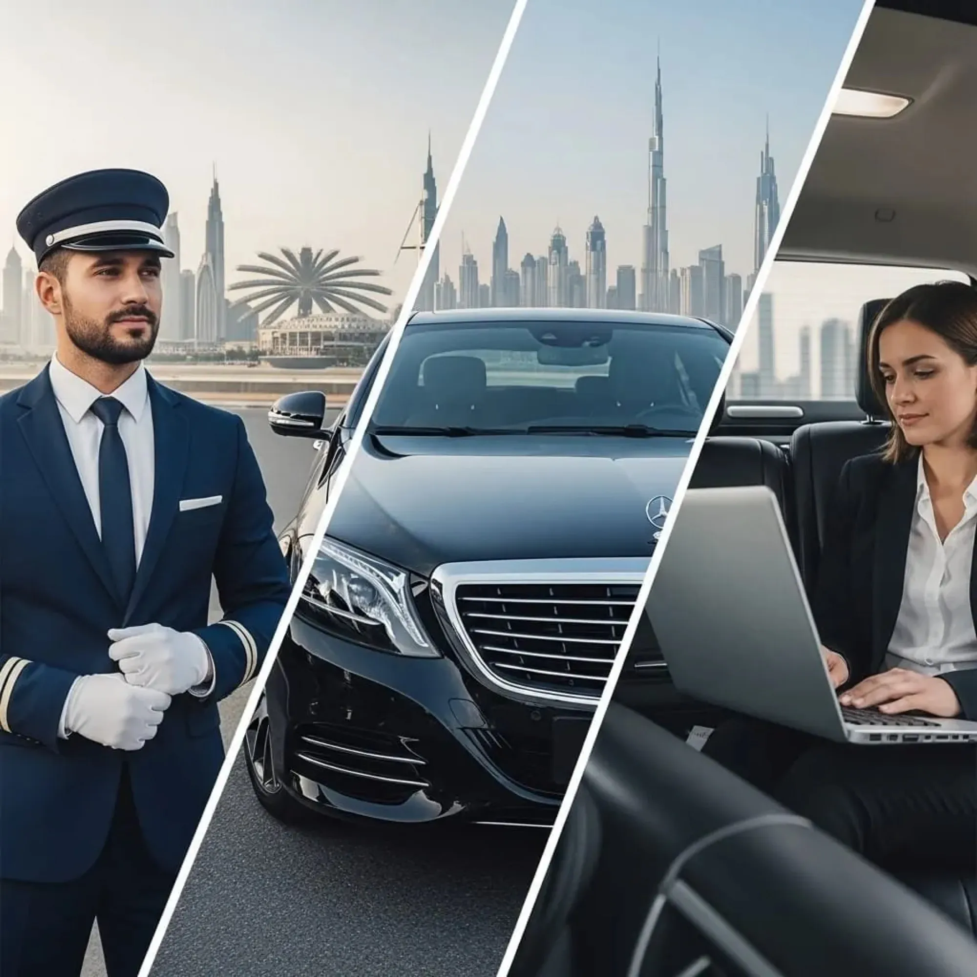 Chauffeur opening the door for a business traveller