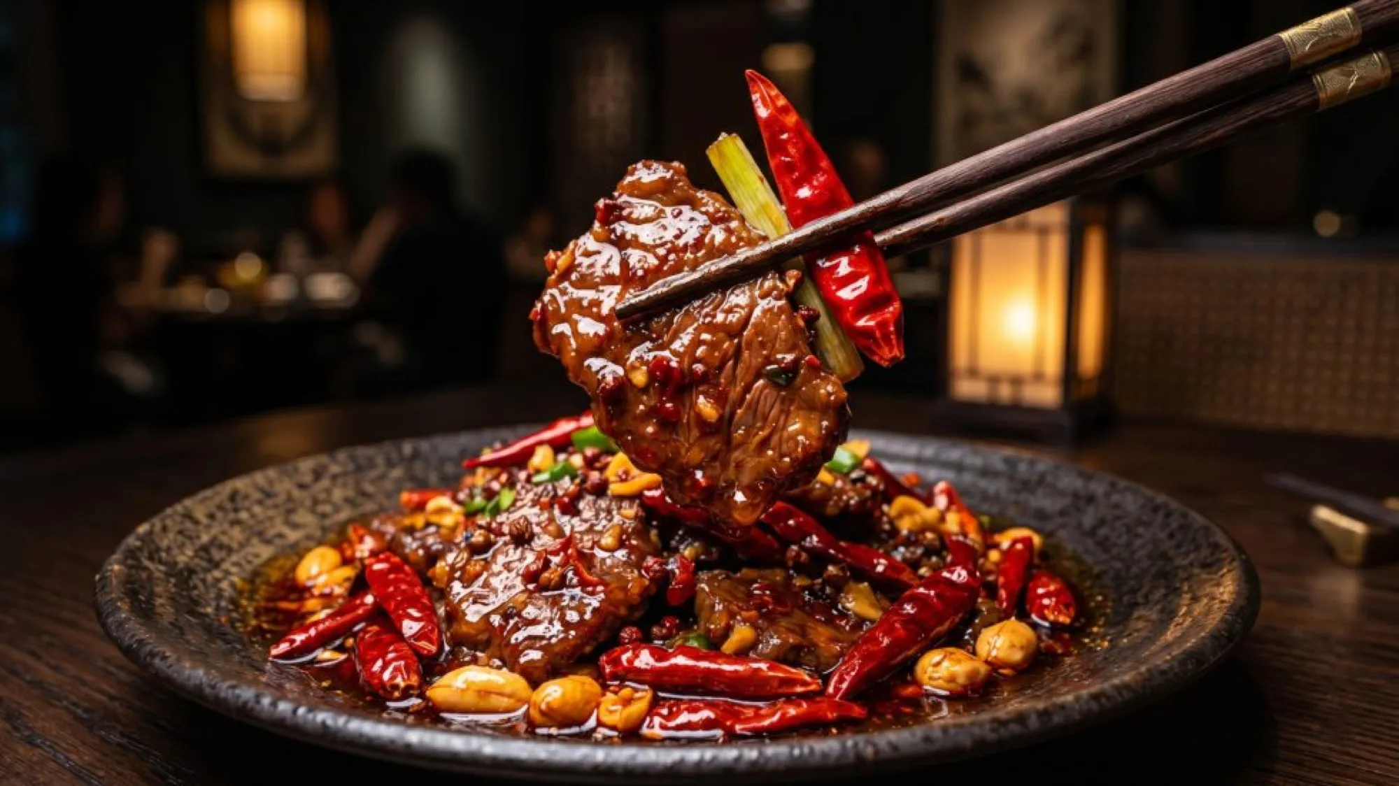 Chilli beef with dried peppers