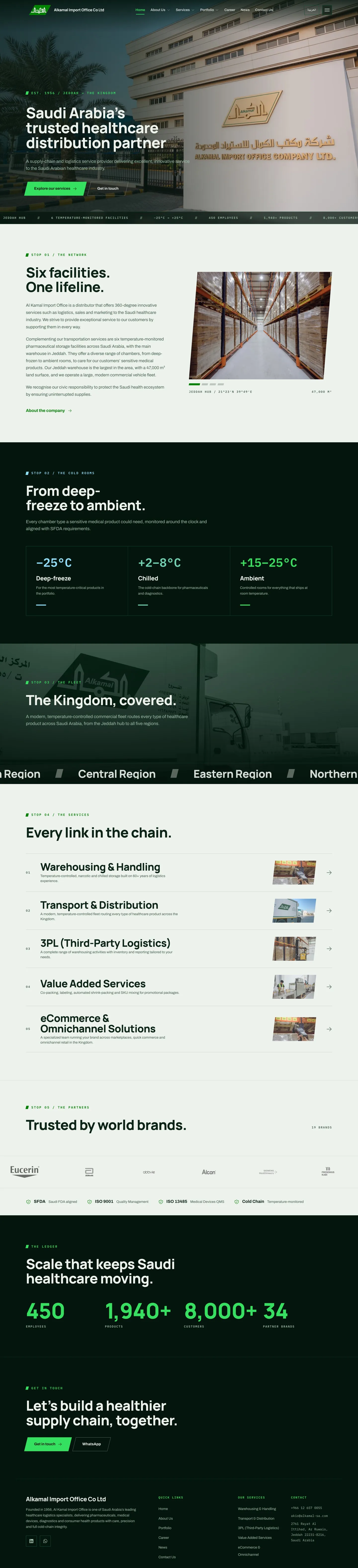 The Al Kamal website, top to bottom