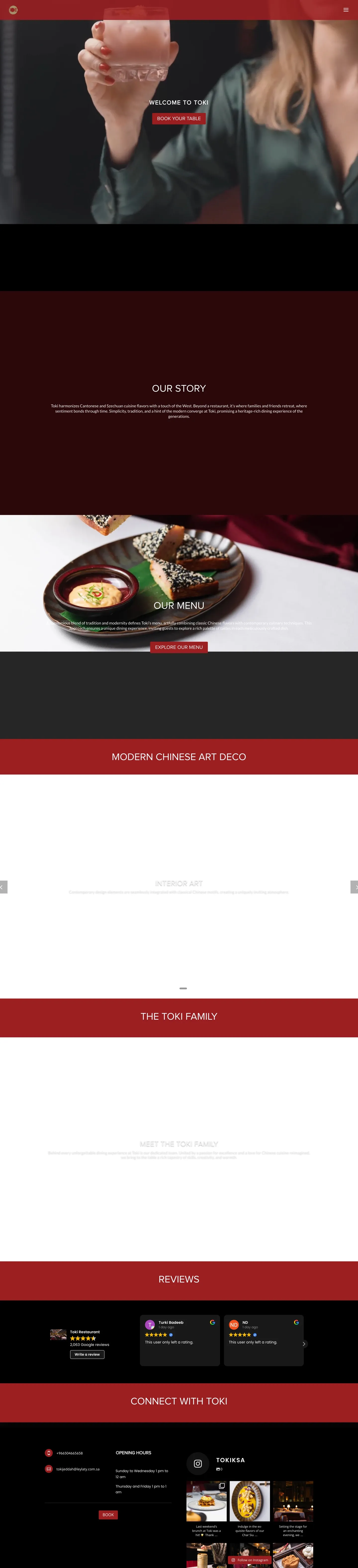The Toki website, top to bottom