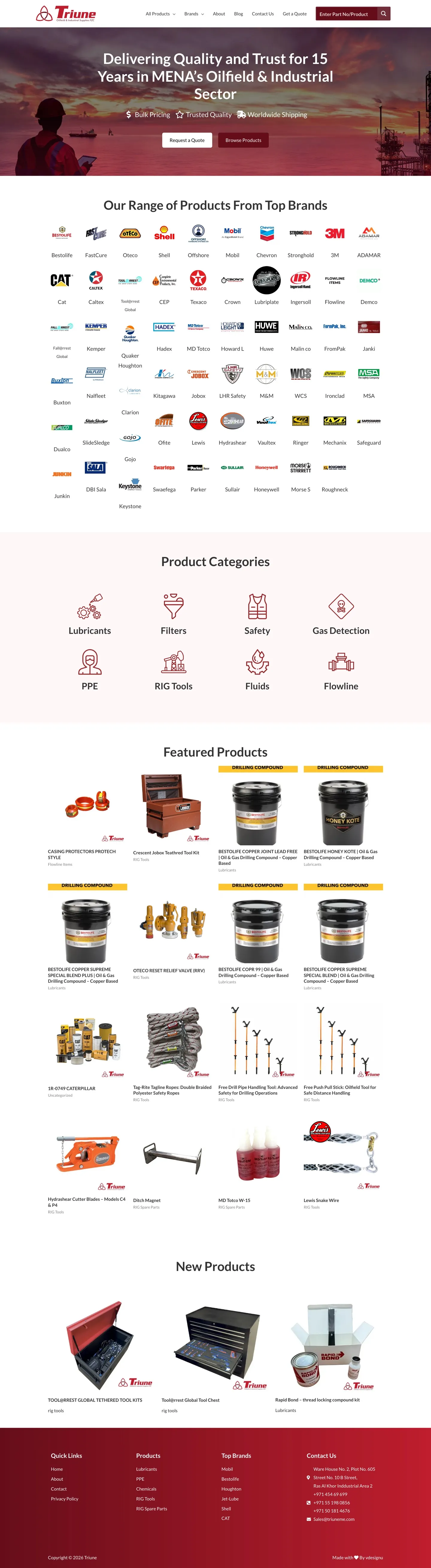 The Triune website, top to bottom