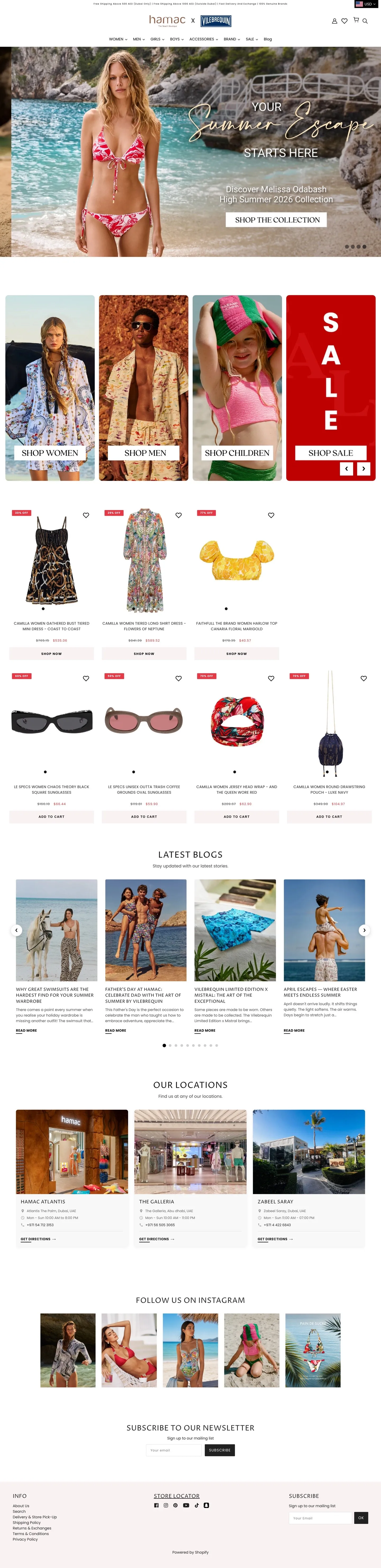The HAMAC website, top to bottom