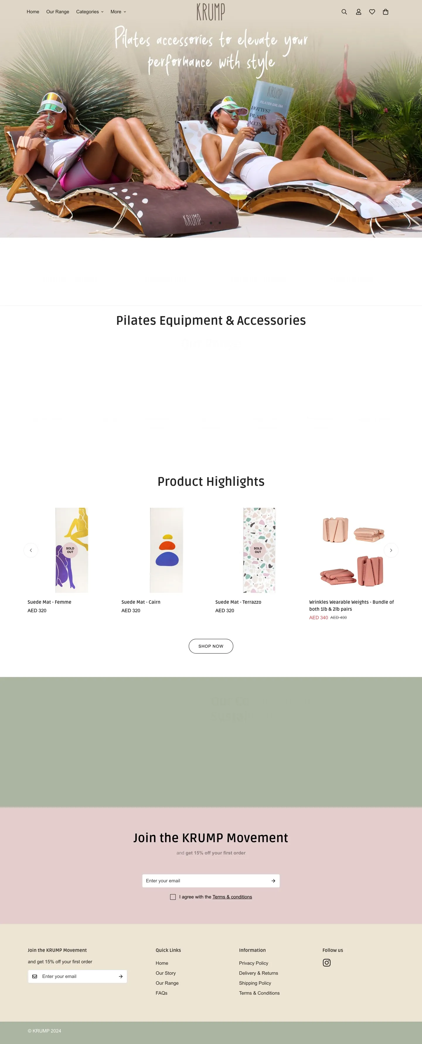 The Krump website, top to bottom