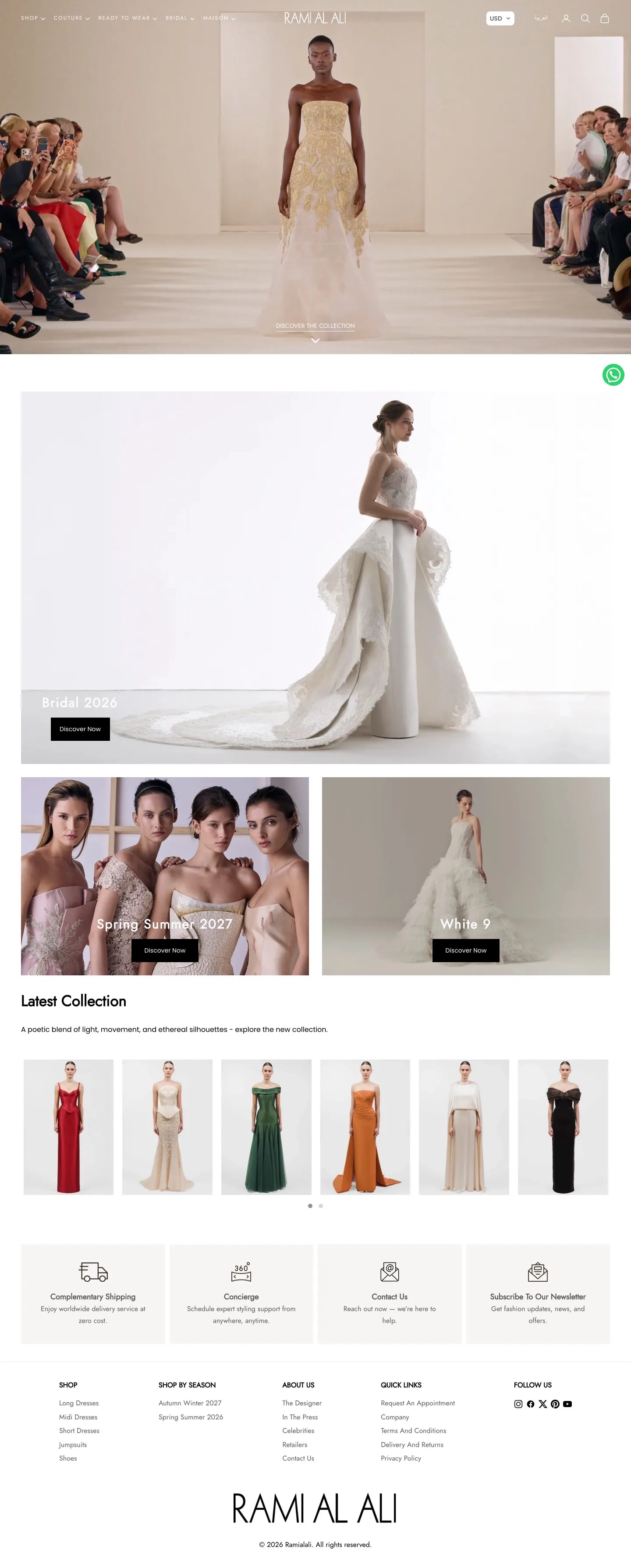 The Rami Al Ali website, top to bottom