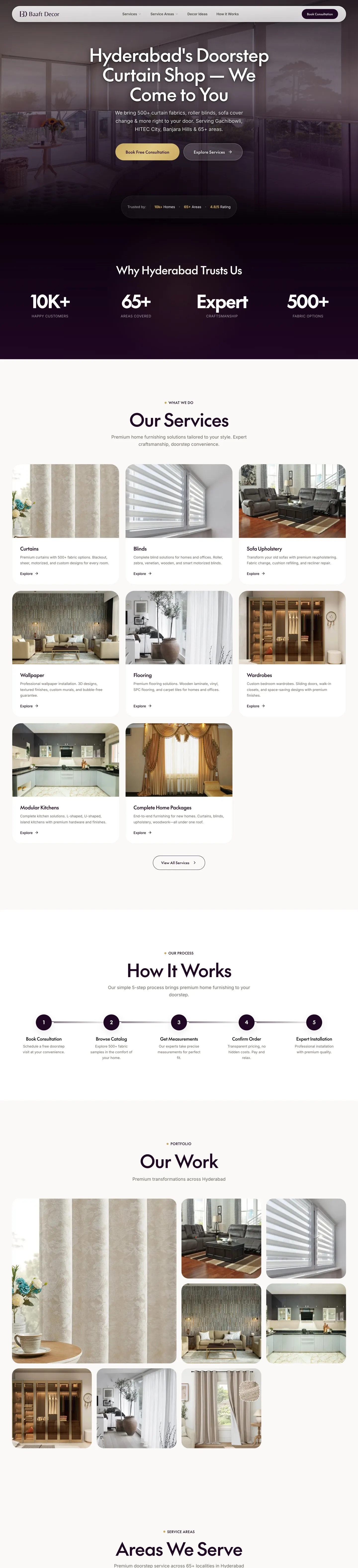 The BAAFT Decor website, top to bottom
