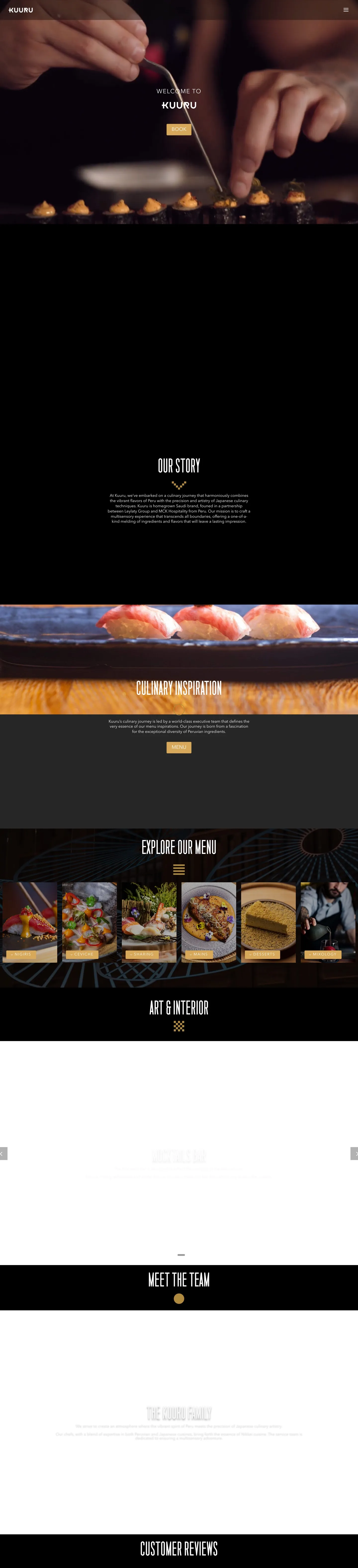 The Kuuru website, top to bottom